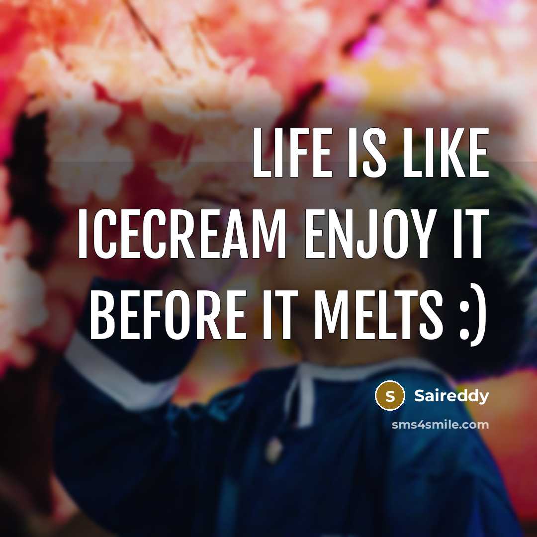 “Life is like icecream enjoy it before it melts :)…” quote by Saireddy