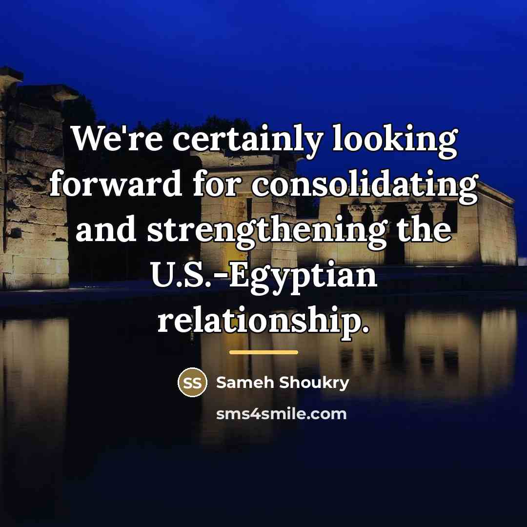 “We're certainly looking forward for consolidating and strengthening the U.S.-Egyptian…” quote by Sameh Shoukry