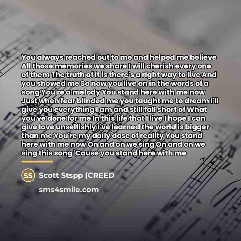 “You always reached out to me and helped me believe…” quote by Scott Stspp