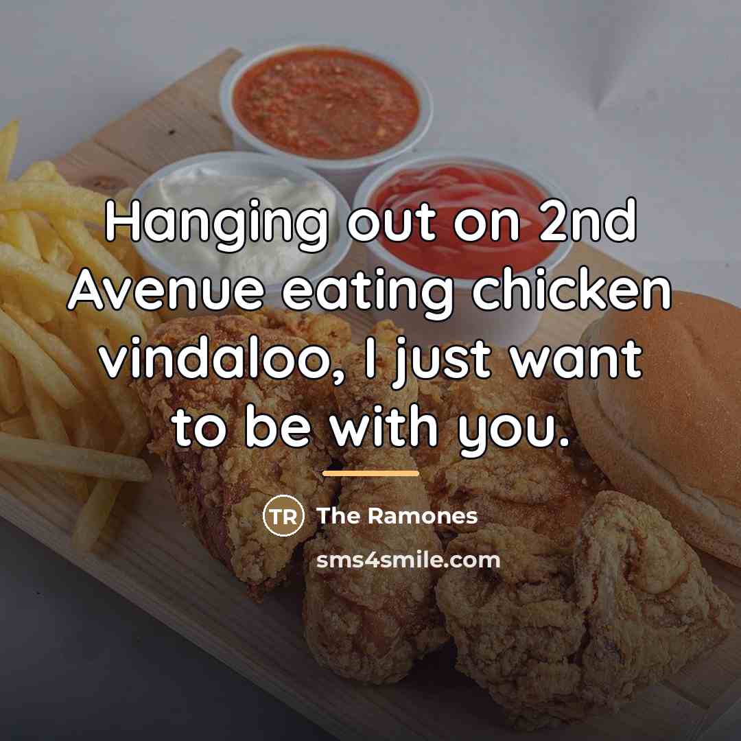 “Hanging out on 2nd Avenue eating chicken vindaloo, I just…” quote by The Ramones
