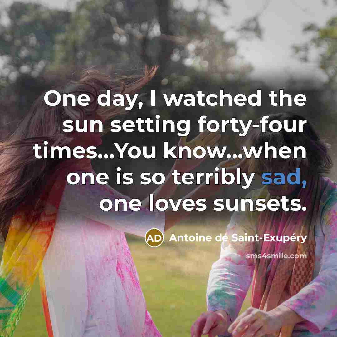 “One day, I watched the sun setting forty-four times......You know...when…” quote by Antoine de Saint-Exupery