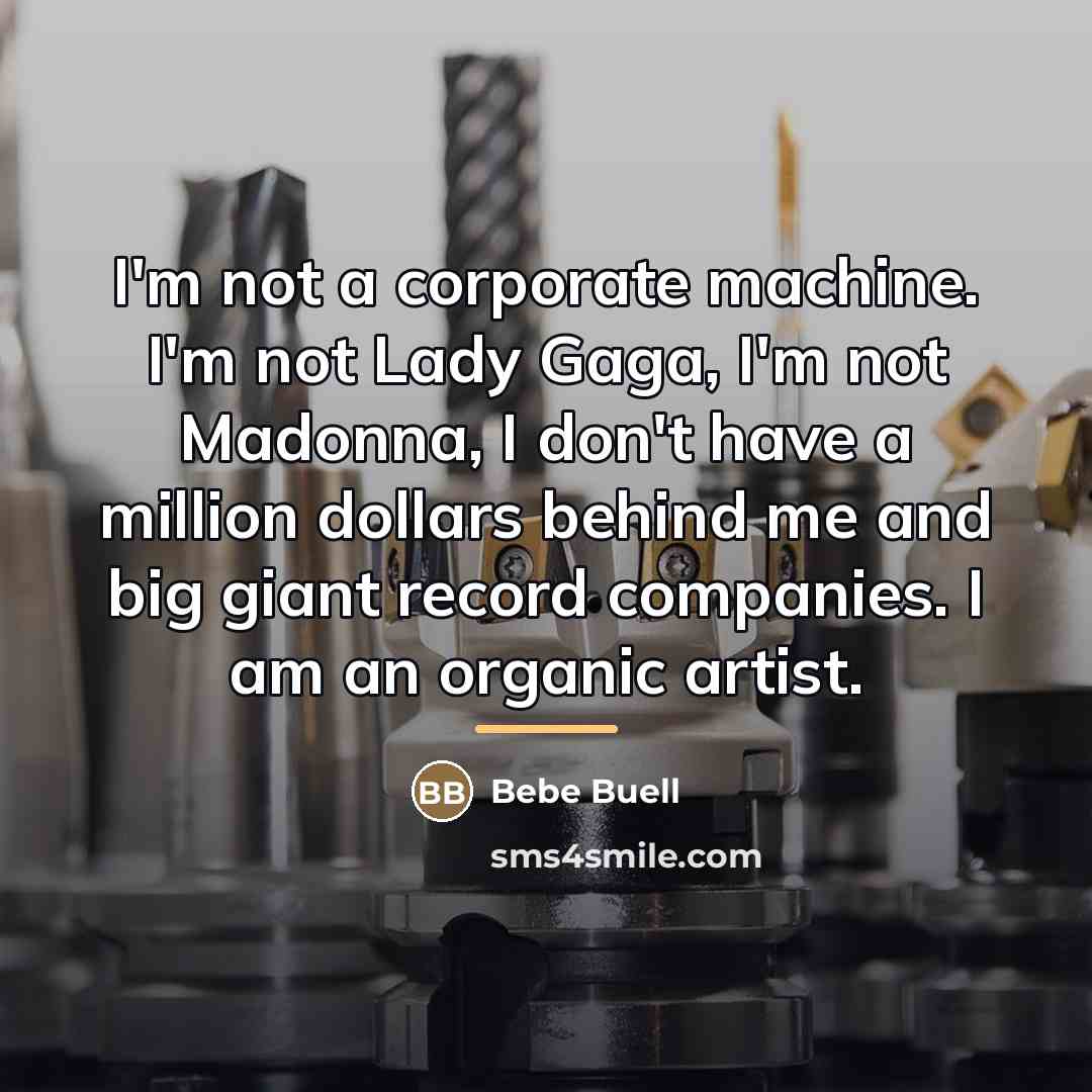 “I'm not a corporate machine. I'm not Lady Gaga, I'm…” quote by Bebe Buell