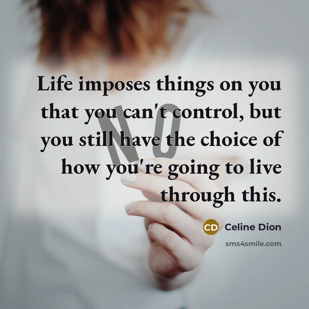 “Life imposes things on you that you can't control, but…” quote by Celine Dion