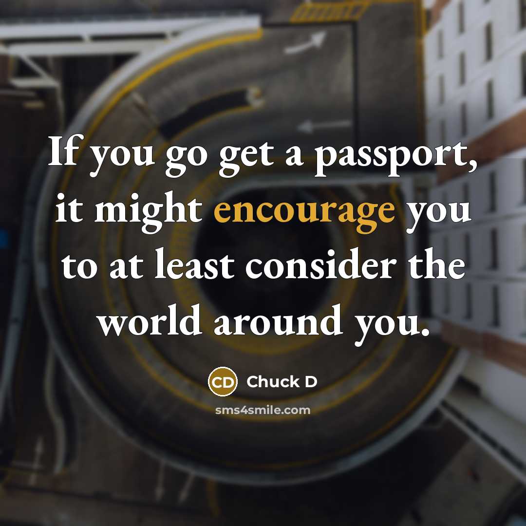 “If you go get a passport, it might encourage you…” quote by Chuck D