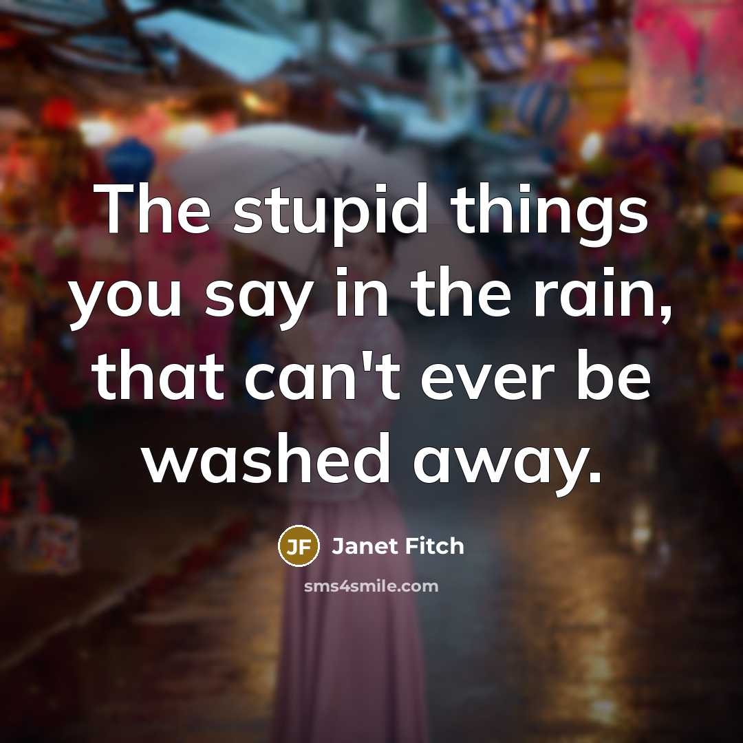 “The stupid things you say in the rain, that can't…” quote by Janet Fitch