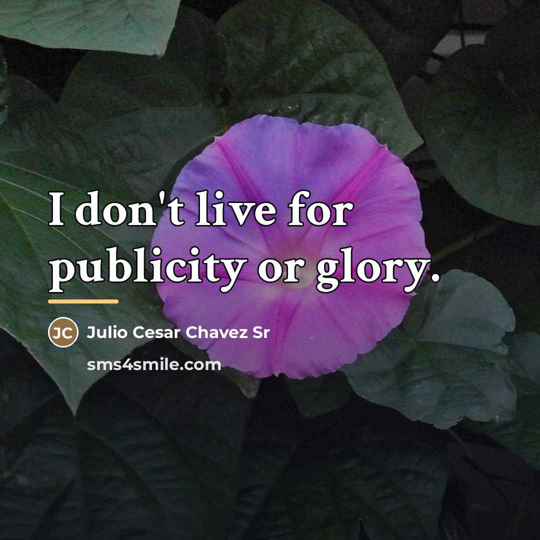 “I don't live for publicity or glory.…” quote by Julio Cesar Chavez Sr