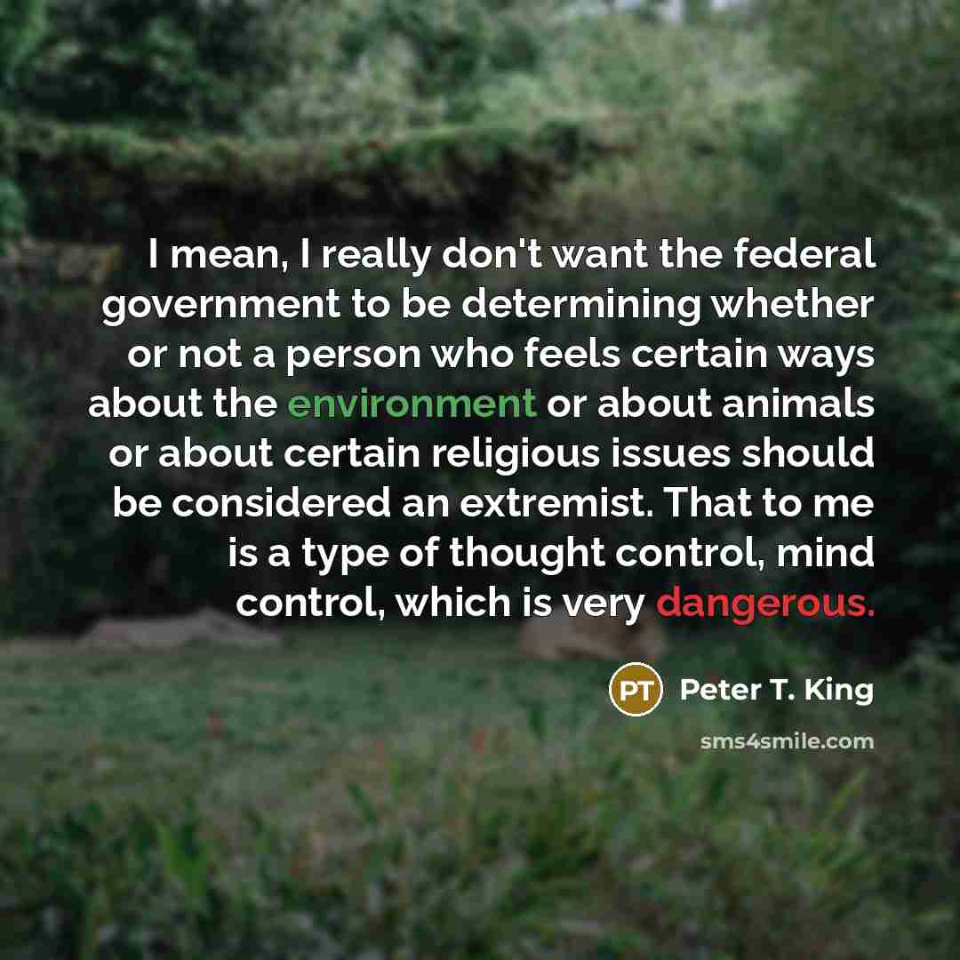 “I mean, I really don't want the federal government to…” quote by Peter T. King