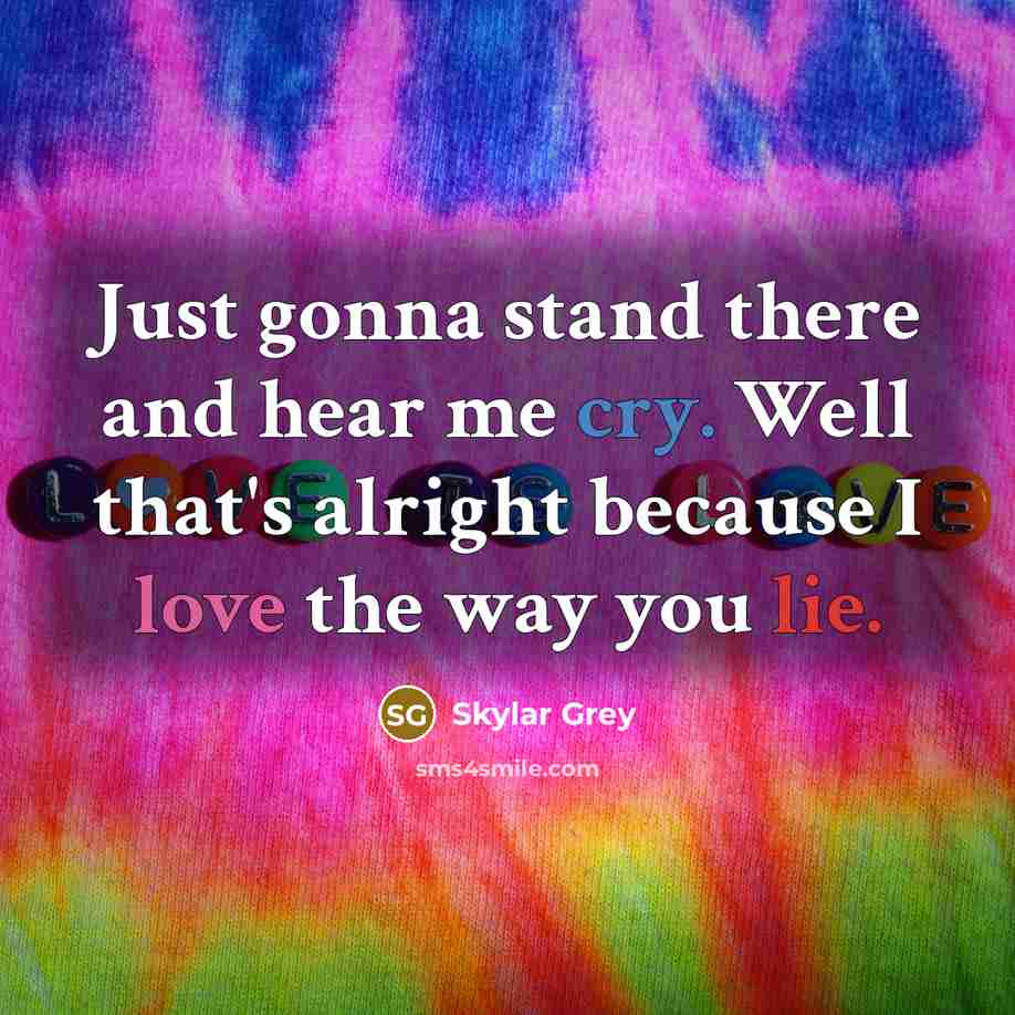 “Just gonna stand there and hear me cry. Well that's…” quote by Skylar Grey