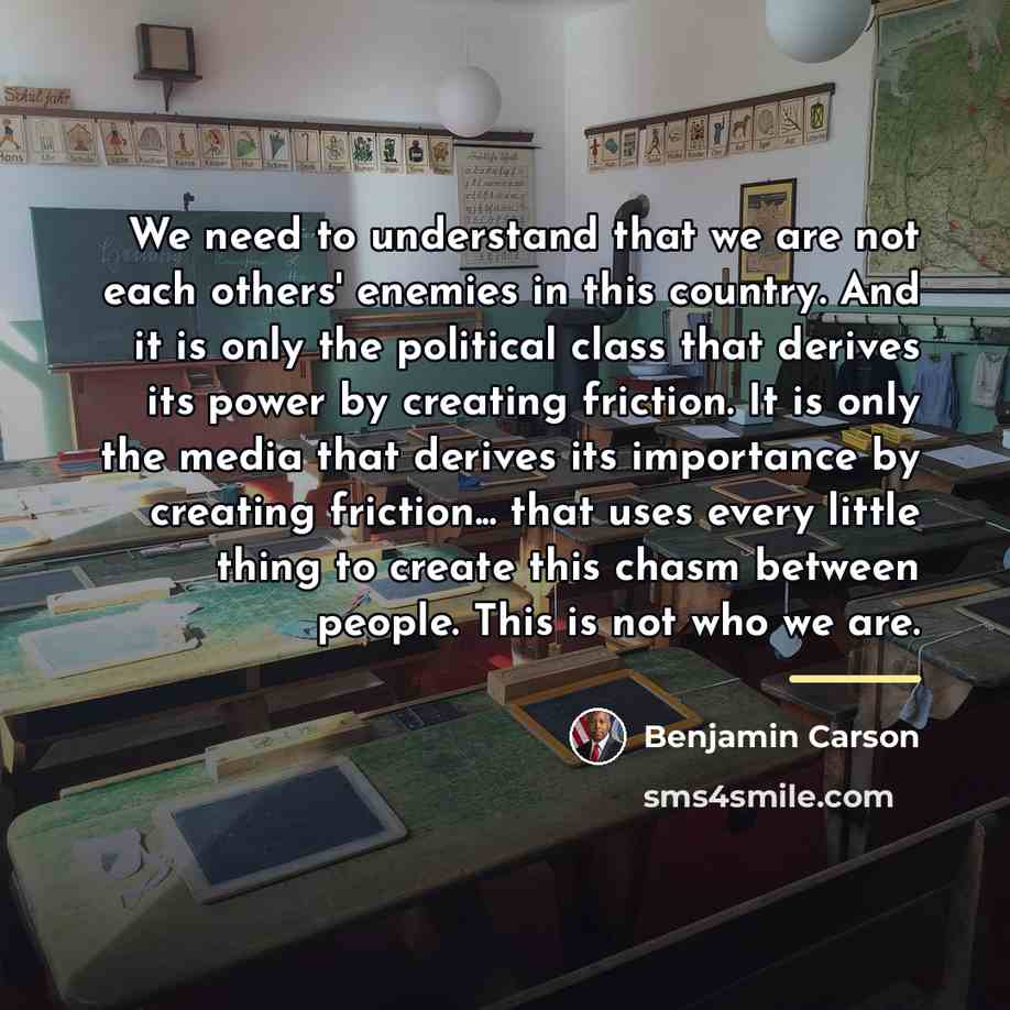 “We need to understand that we are not each others'…” quote by Benjamin Carson