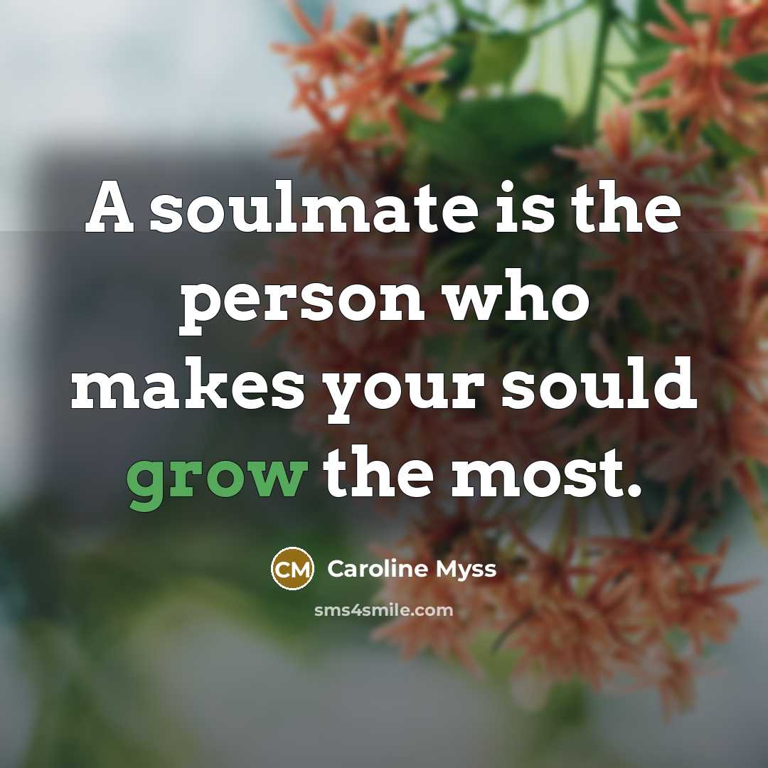 “A soulmate is the person who makes your sould grow…” quote by Caroline Myss