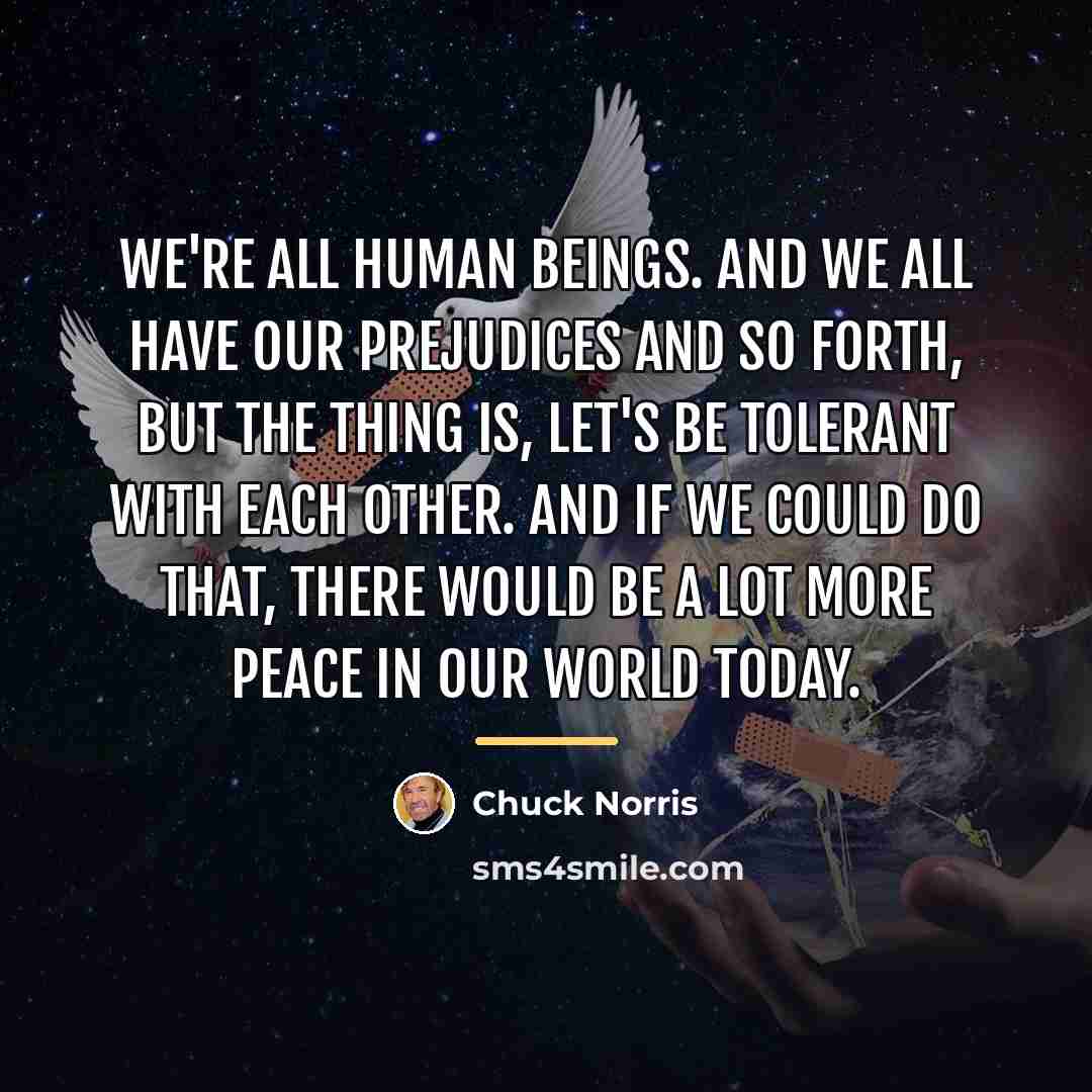“We're all human beings. And we all have our prejudices…” quote by Chuck Norris