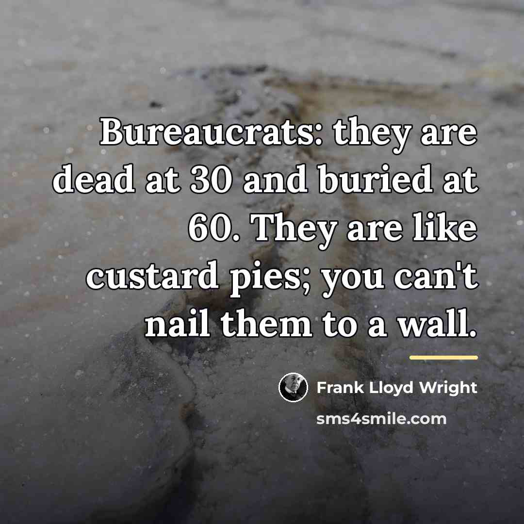 “Bureaucrats: they are dead at 30 and buried at 60.…” quote by Frank Lloyd Wright