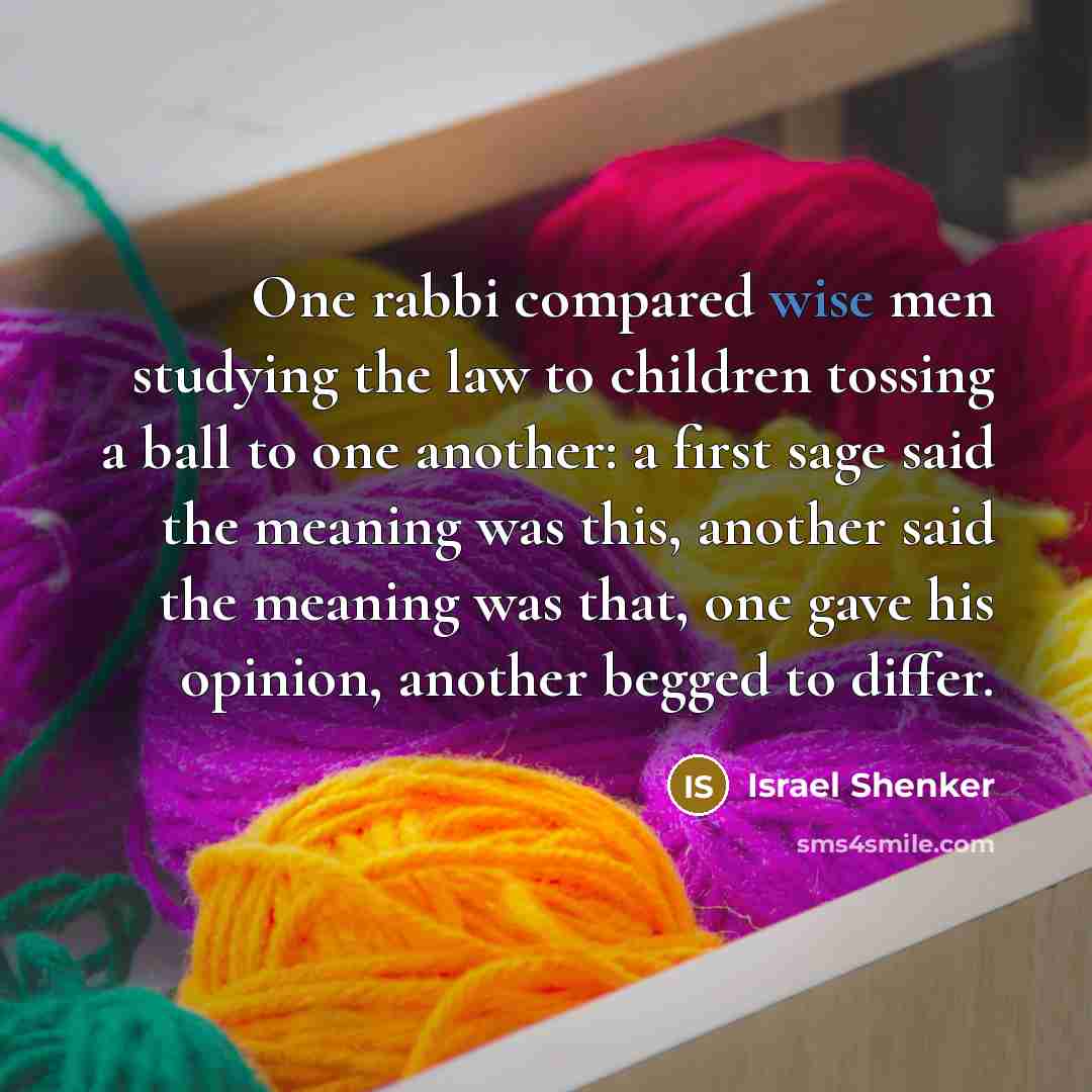 “One rabbi compared wise men studying the law to children…” quote by Israel Shenker