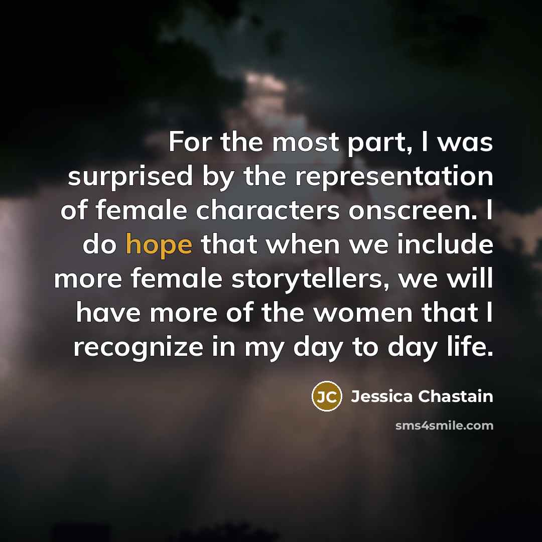 “For the most part, I was surprised by the representation…” quote by Jessica Chastain