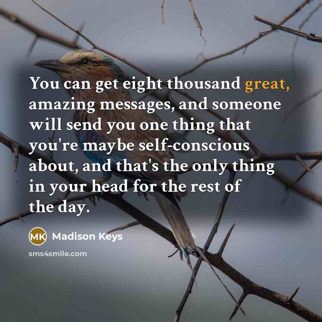 “You can get eight thousand great, amazing messages, and someone…” quote by Madison Keys