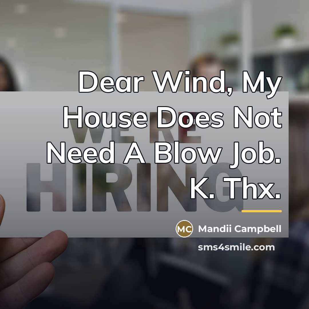 “Dear Wind, My House Does Not Need A Blow Job.…” quote by Mandii Campbell