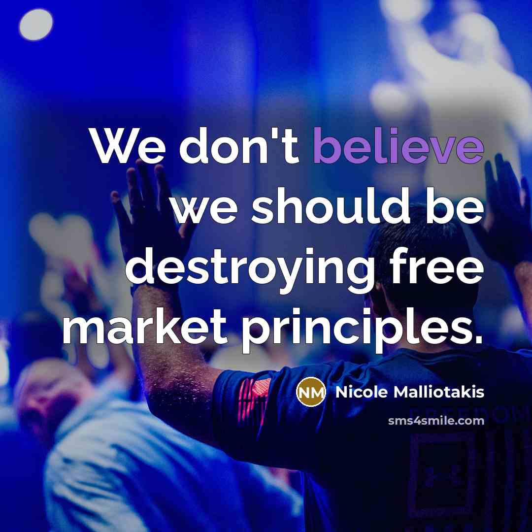 “We don't believe we should be destroying free market principles.…” quote by Nicole Malliotakis