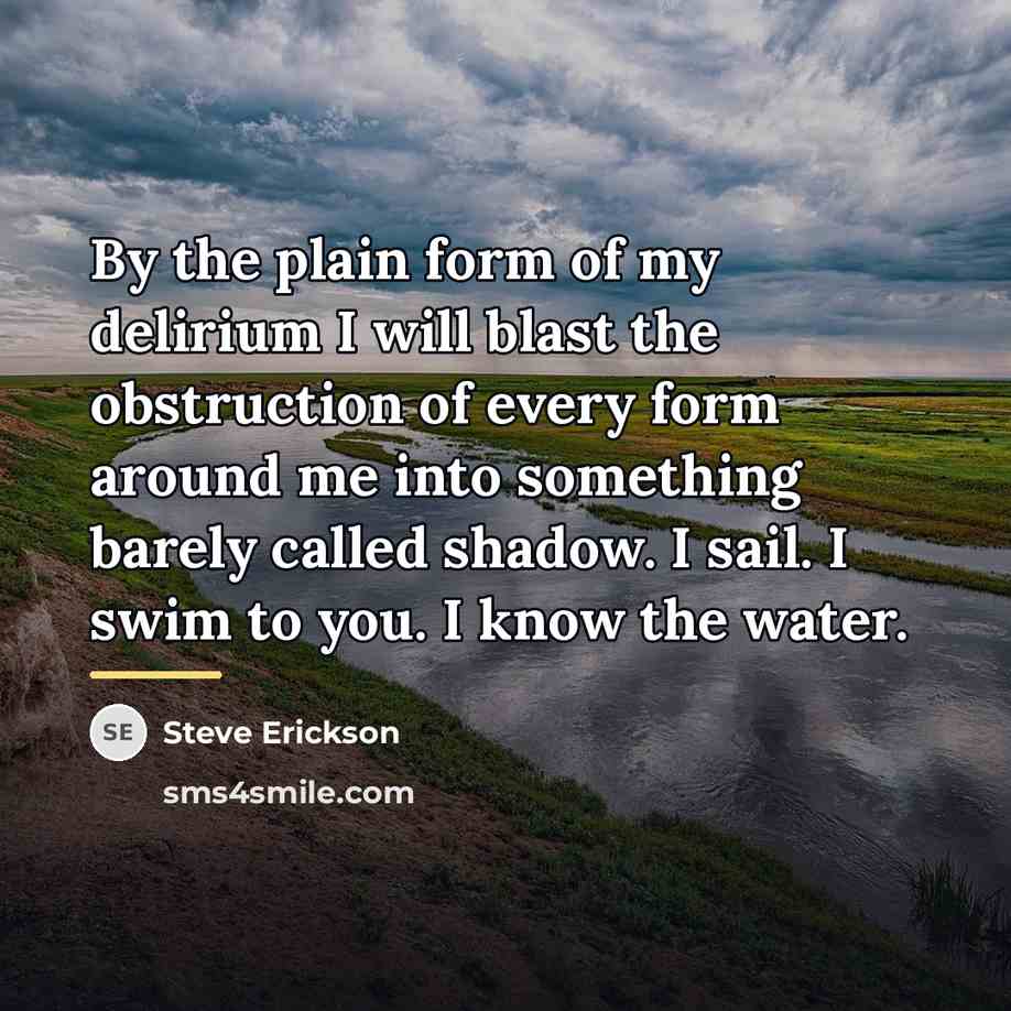 “By the plain form of my delirium I will blast…” quote by Steve Erickson