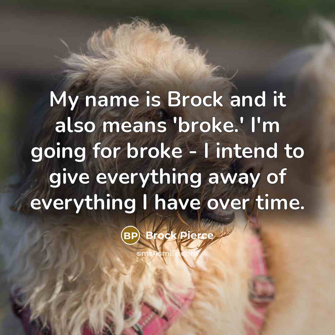 “My name is Brock and it also means 'broke.' I'm…” quote by Brock Pierce
