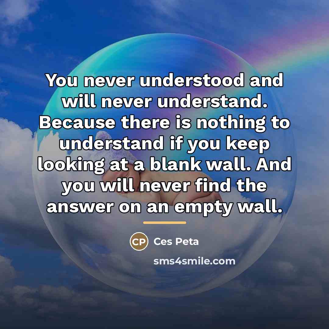 “You never understood and will never understand. Because there is…” quote by Ces Peta