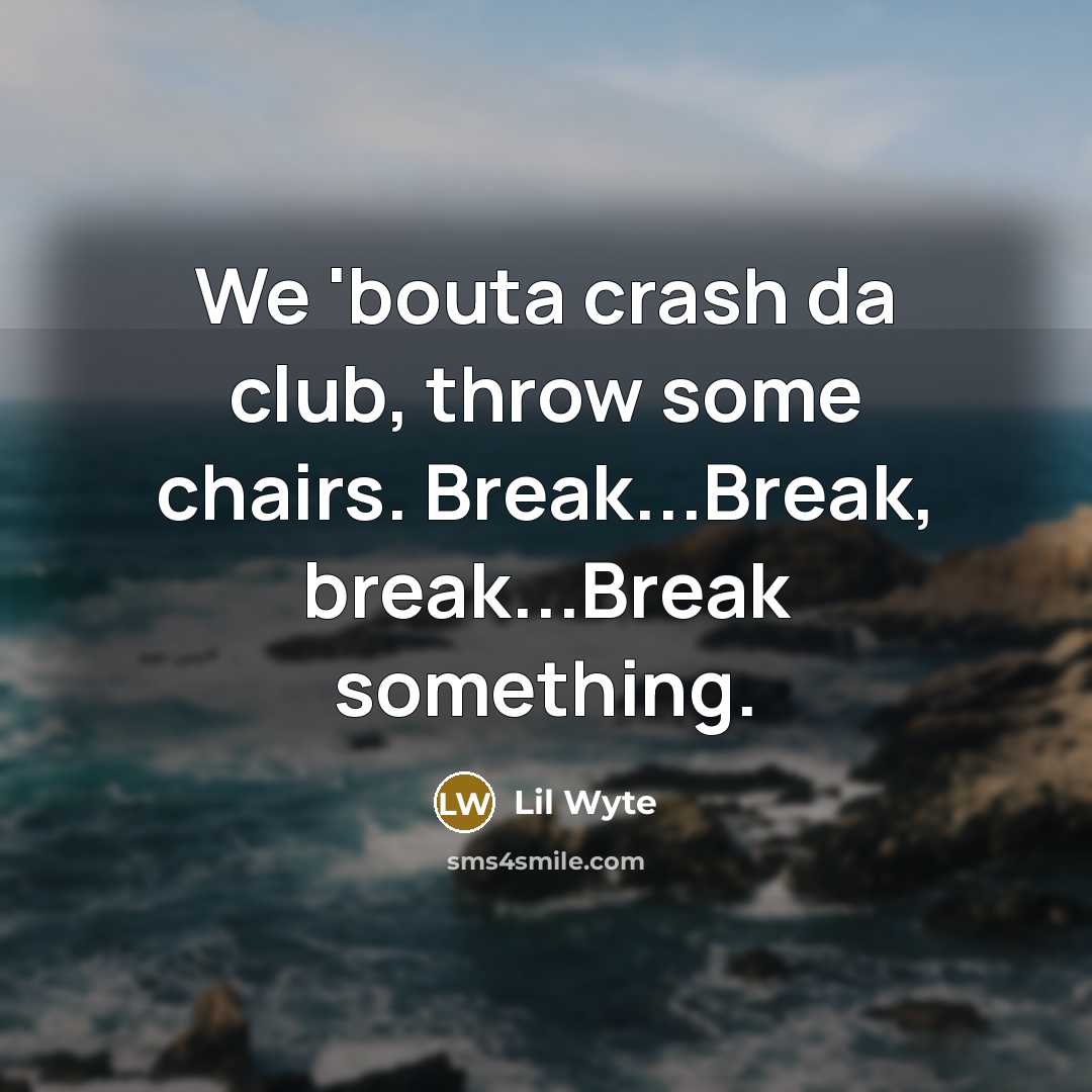 “We 'bouta crash da club, throw some chairs. Break...Break, break...Break…” quote by Lil Wyte