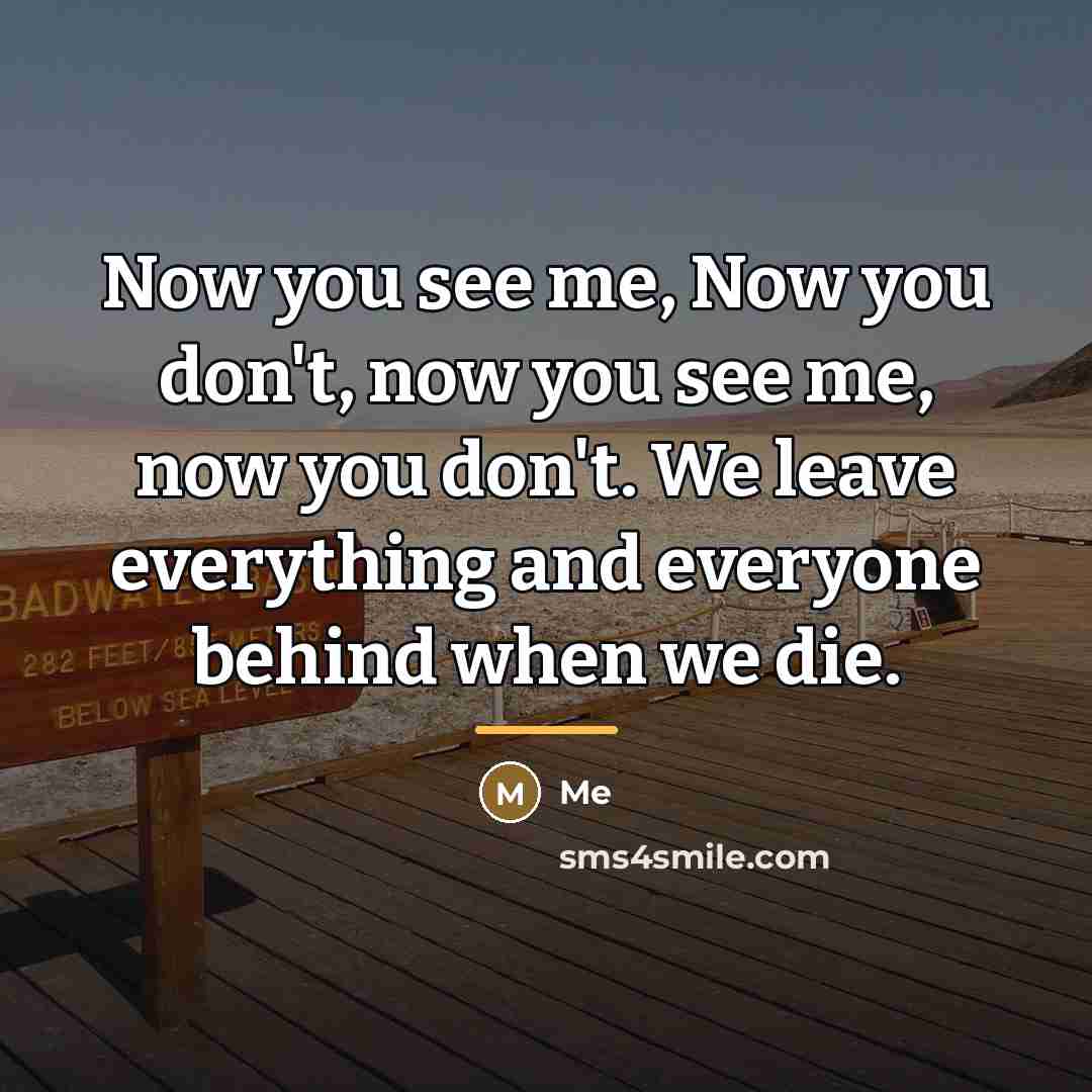 “Now you see me, Now you don't, now you see…” quote by Me