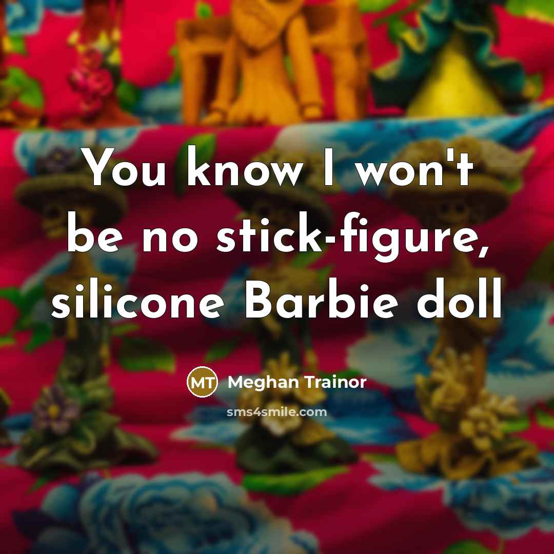 “You know I won't be no stick-figure, silicone Barbie doll…” quote by Meghan Trainor