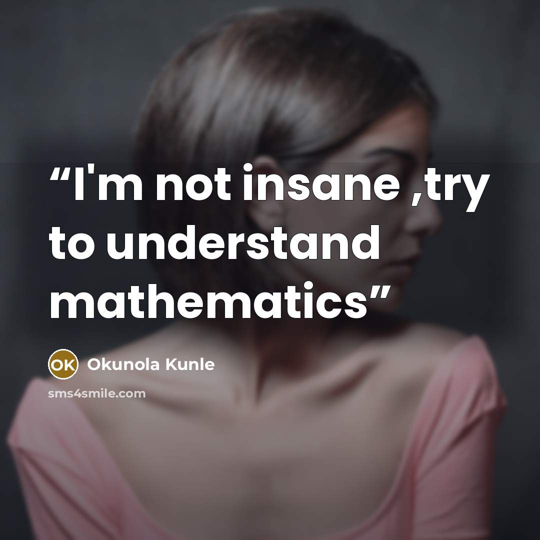 “I'm not insane ,try to understand mathematics” quote by Okunola Kunle