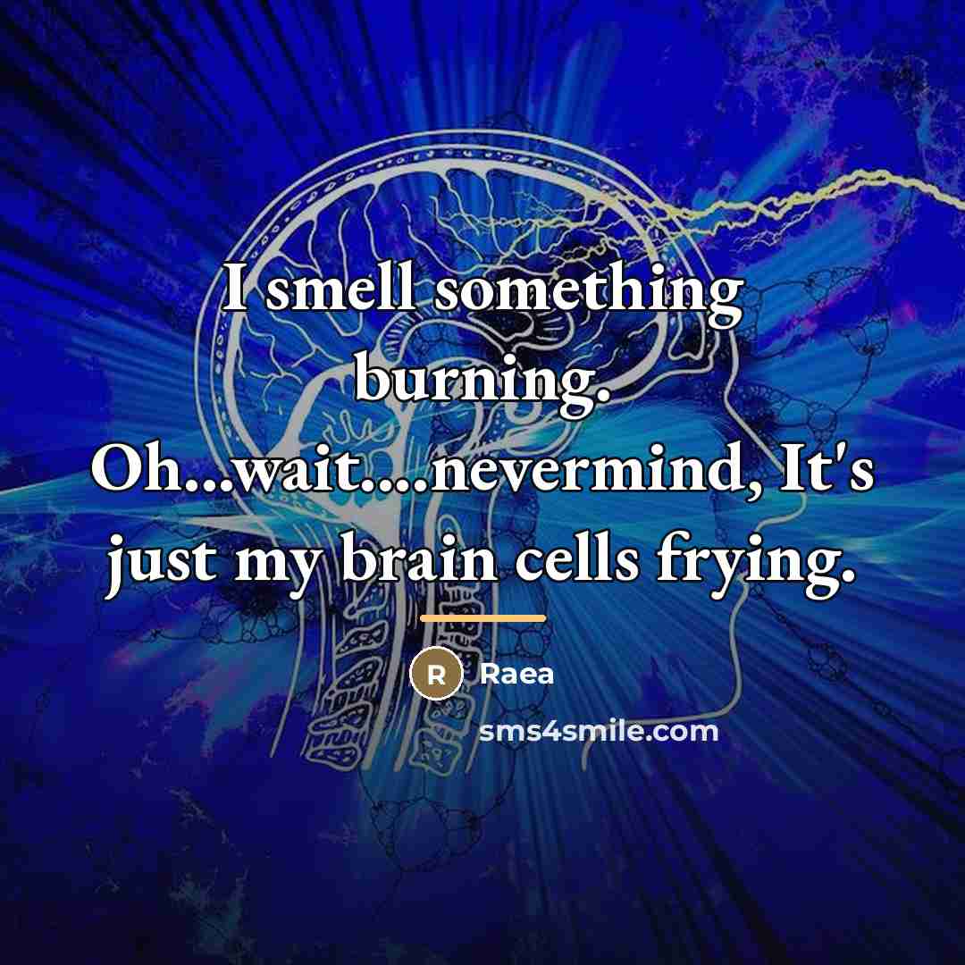 “I smell something burning. Oh...wait....nevermind, It's just my brain cells…” quote by Raea