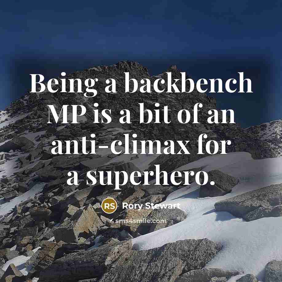 “Being a backbench MP is a bit of an anti-climax…” quote by Rory Stewart