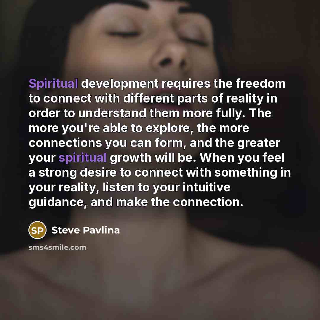 “Spiritual development requires the freedom to connect with different parts…” quote by Steve Pavlina