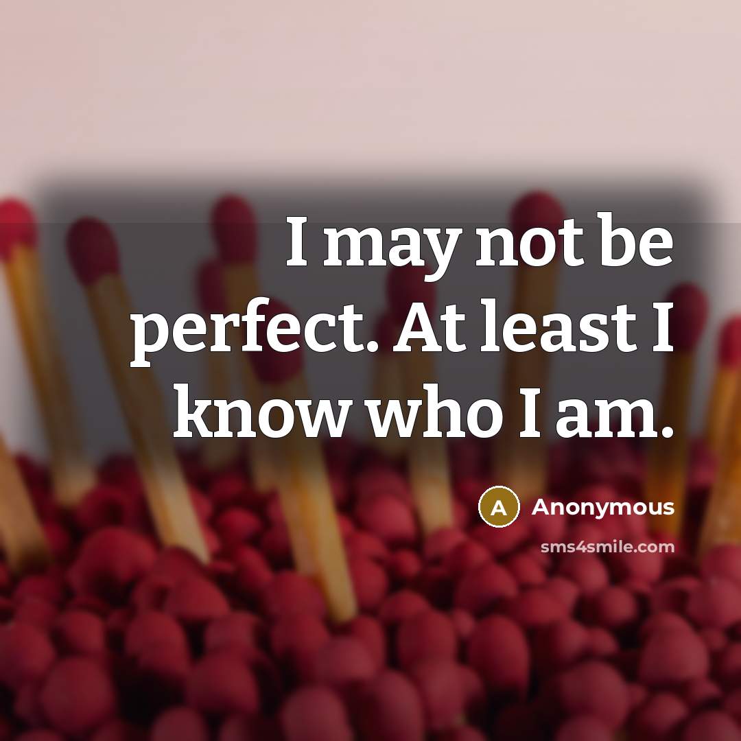 “I may not be perfect. At least I know who…” quote by Anonymous