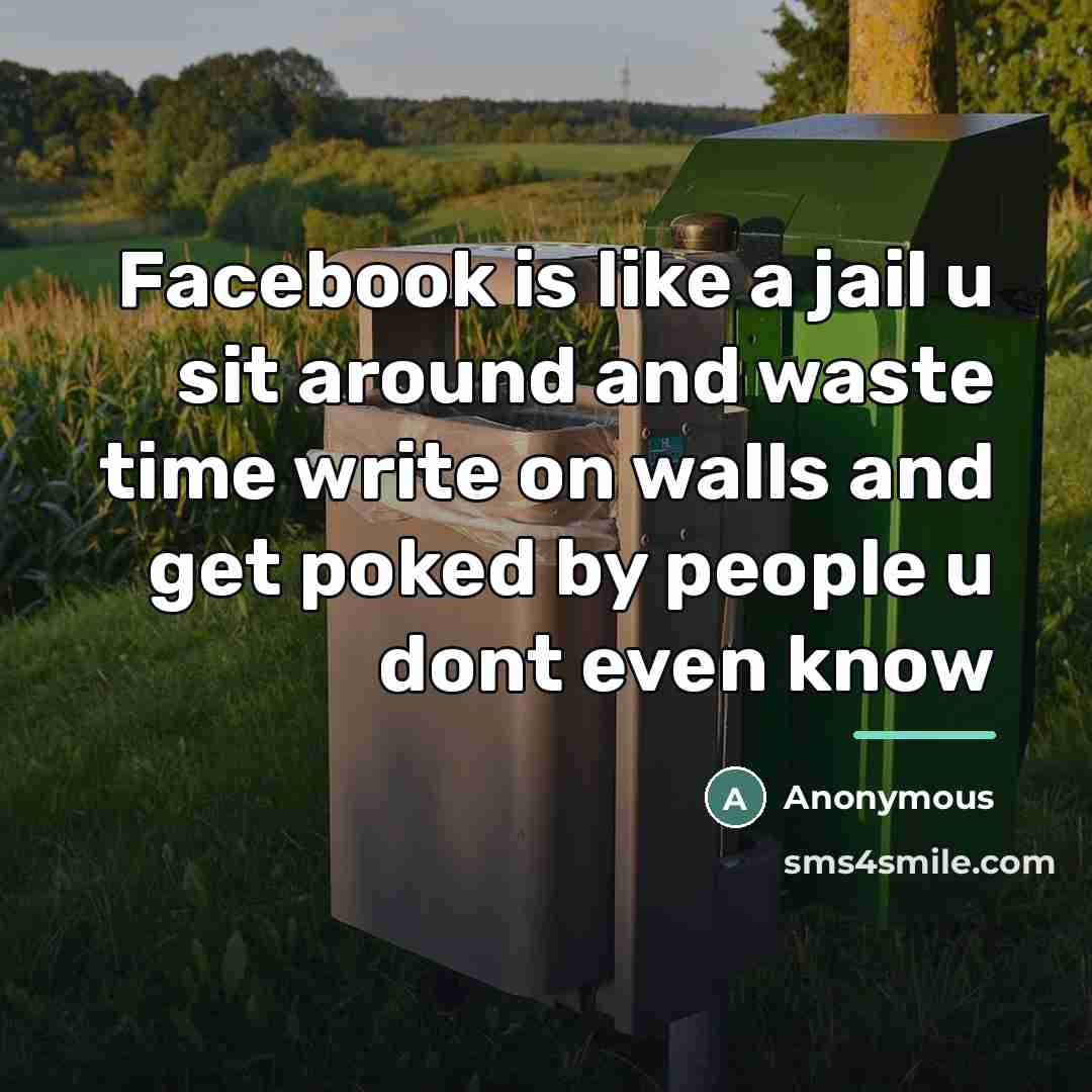 “Facebook is like a jail u sit around and waste…” quote by Anonymous