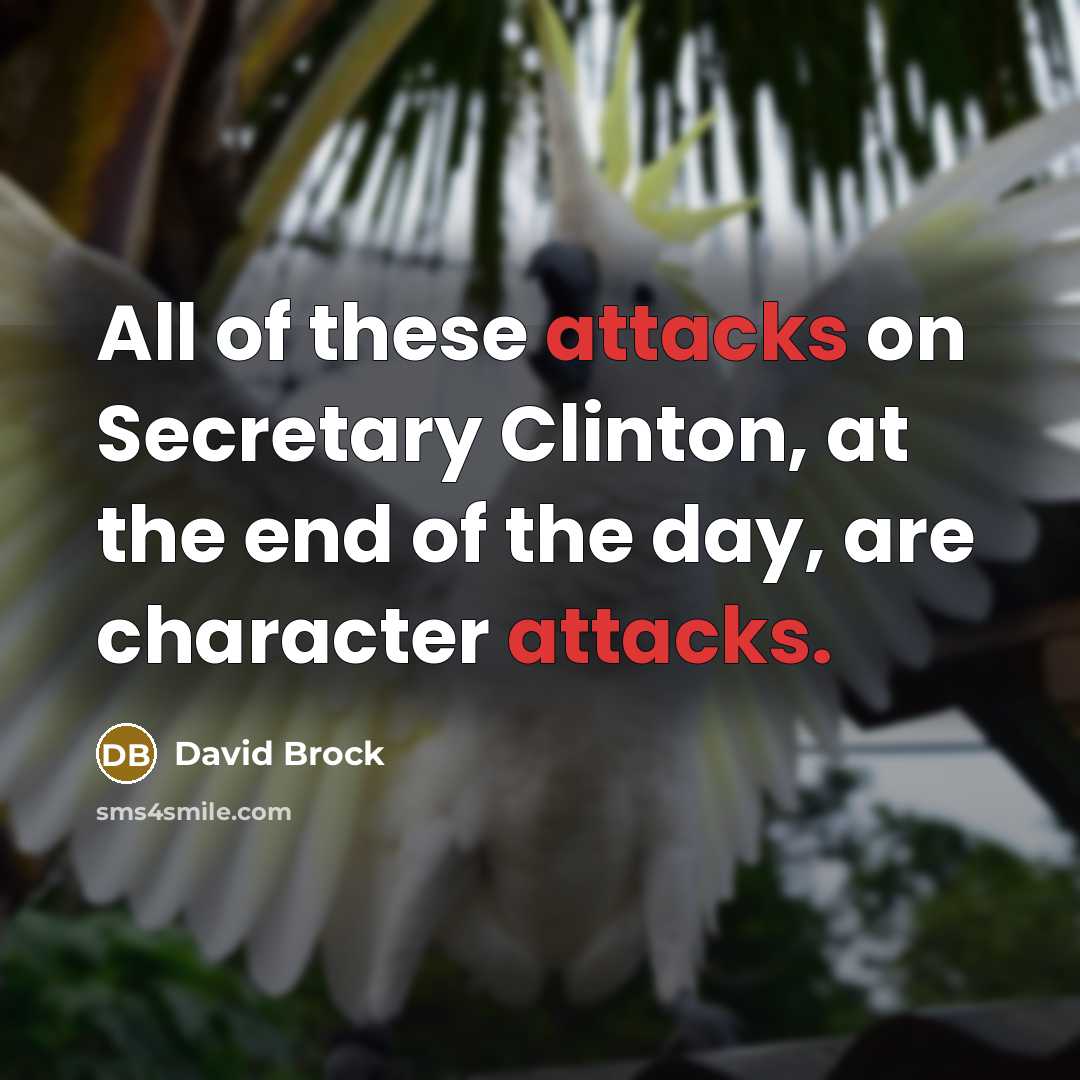 “All of these attacks on Secretary Clinton, at the end of the day, are character attacks.” quote by David Brock