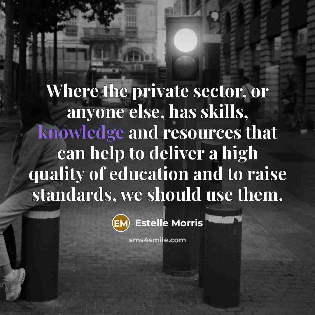 “Where the private sector, or anyone else, has skills, knowledge…” quote by Estelle Morris