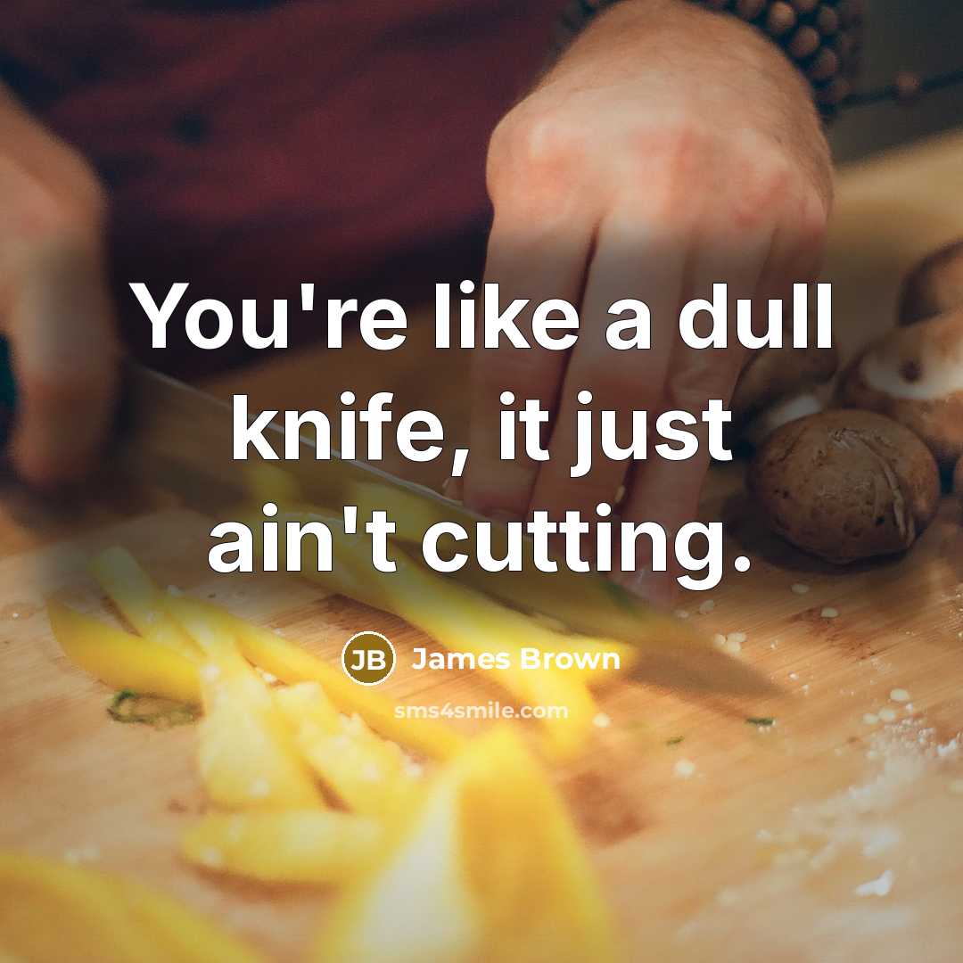 “You're like a dull knife, it just ain't cutting.…” quote by James Brown