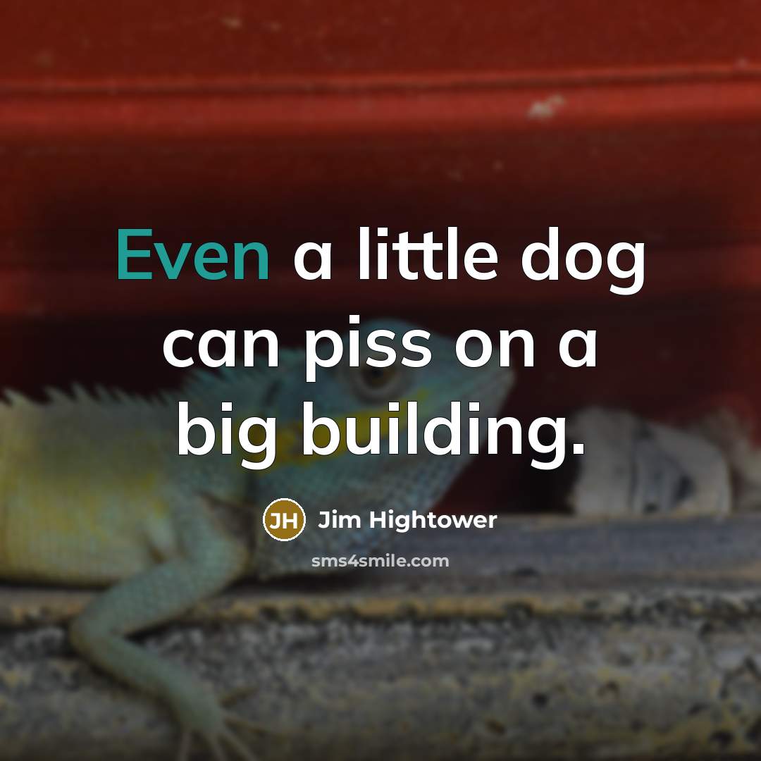 “Even a little dog can piss on a big building.” quote by Jim Hightower