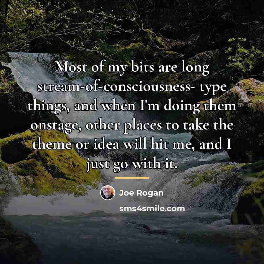 “Most of my bits are long stream-of-consciousness- type things, and…” quote by Joe Rogan