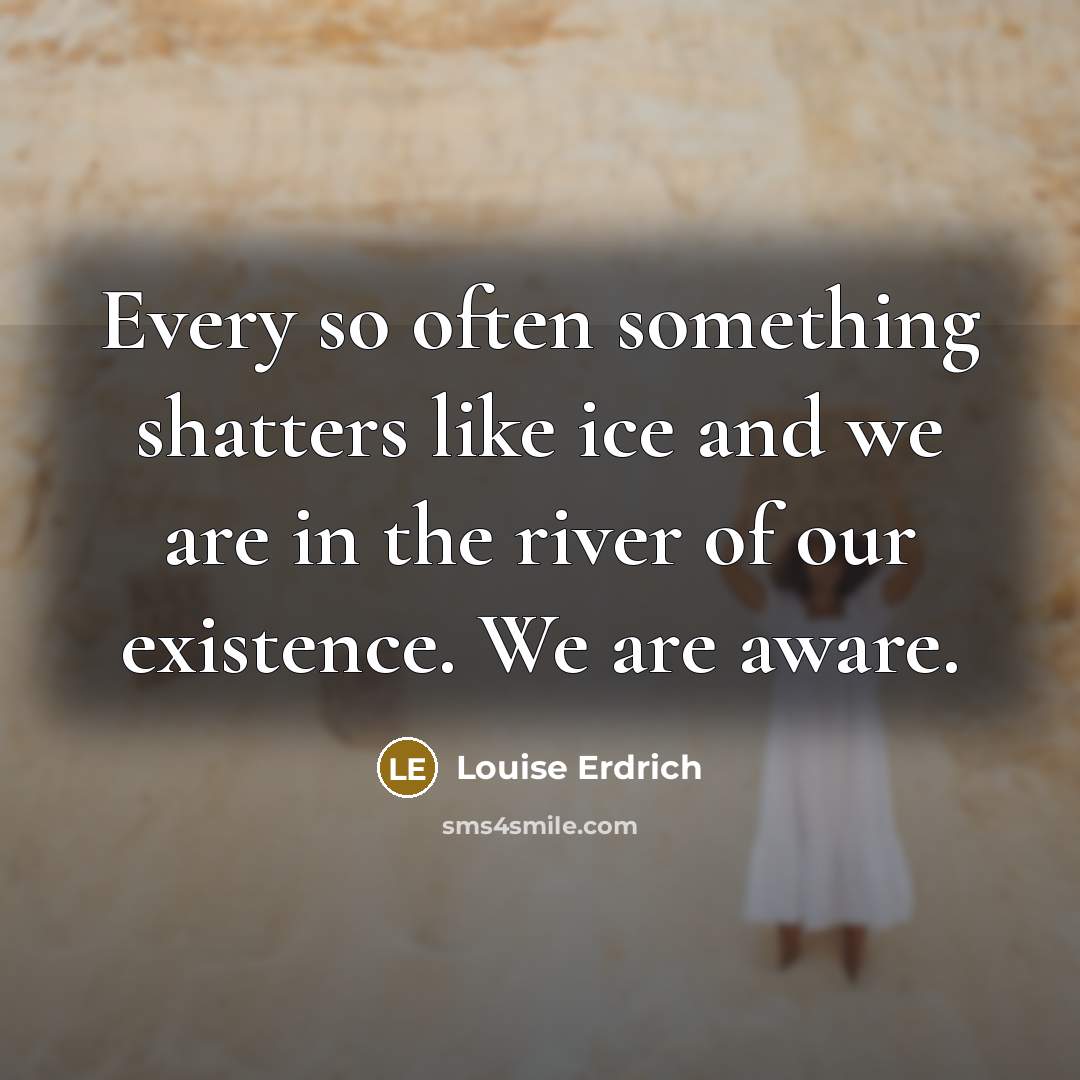 “Every so often something shatters like ice and we are in the river of our existence. We are aware.” quote by Louise Erdrich
