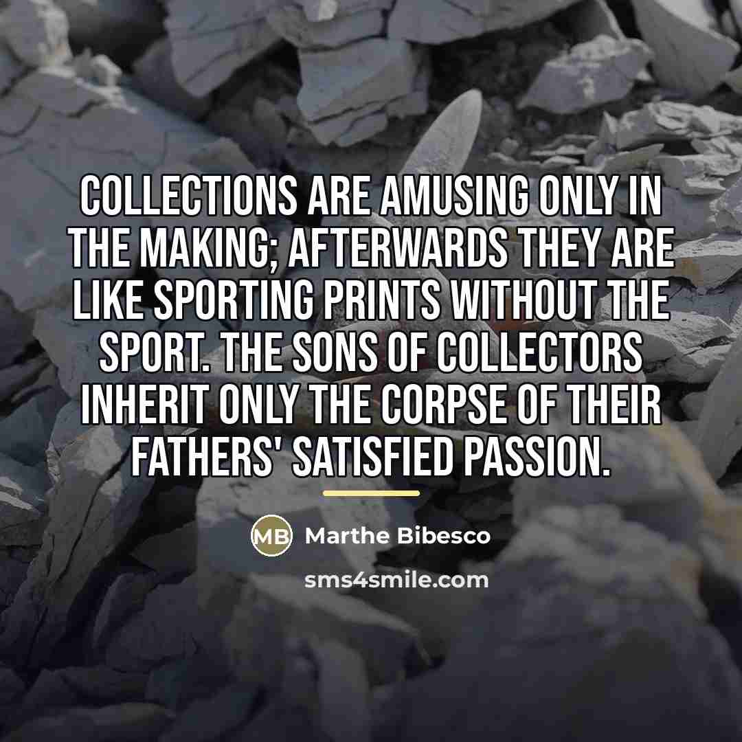 “collections are amusing only in the making; afterwards they are…” quote by Marthe Bibesco