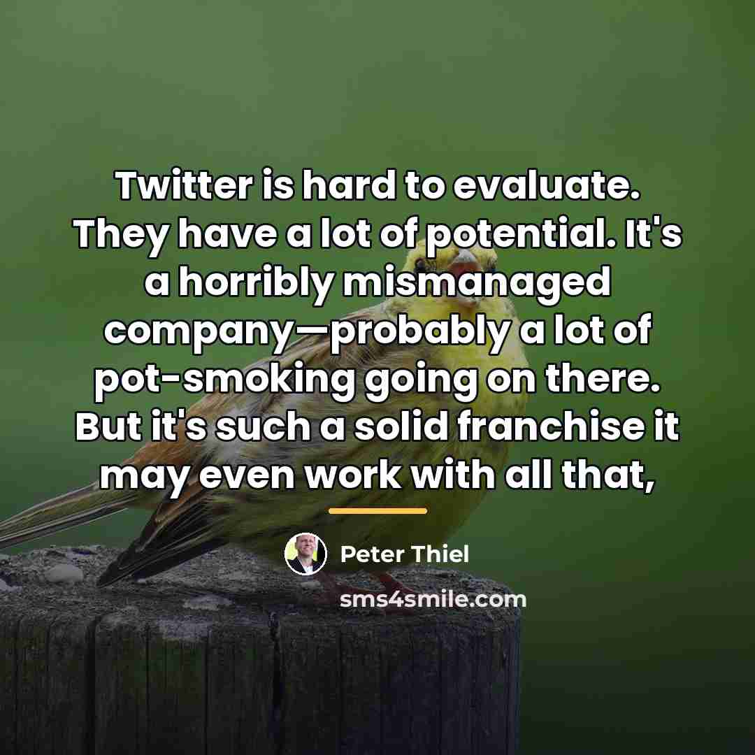 “Twitter is hard to evaluate. They have a lot of…” quote by Peter Thiel