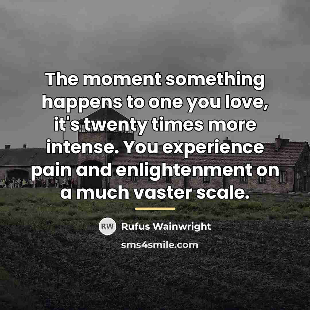 “The moment something happens to one you love, it's twenty…” quote by Rufus Wainwright