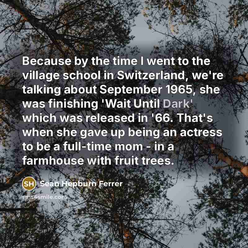 “Because by the time I went to the village school…” quote by Sean Hepburn Ferrer