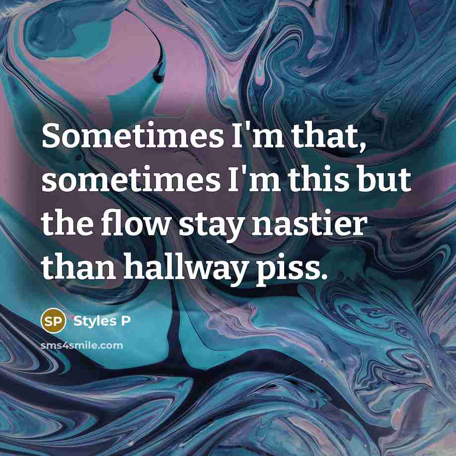 “Sometimes I'm that, sometimes I'm this but the flow stay…” quote by Styles P