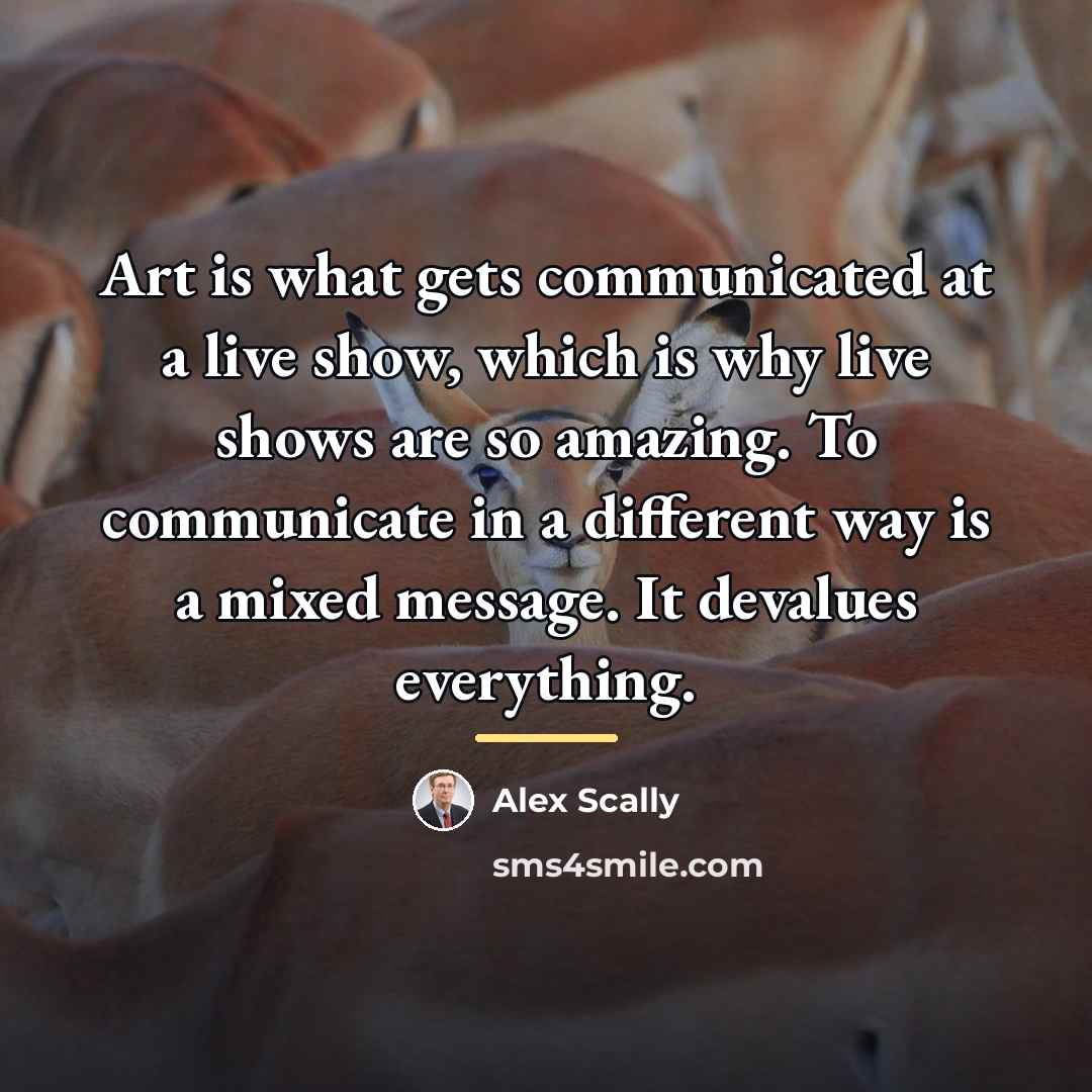 “Art is what gets communicated at a live show, which…” quote by Alex Scally