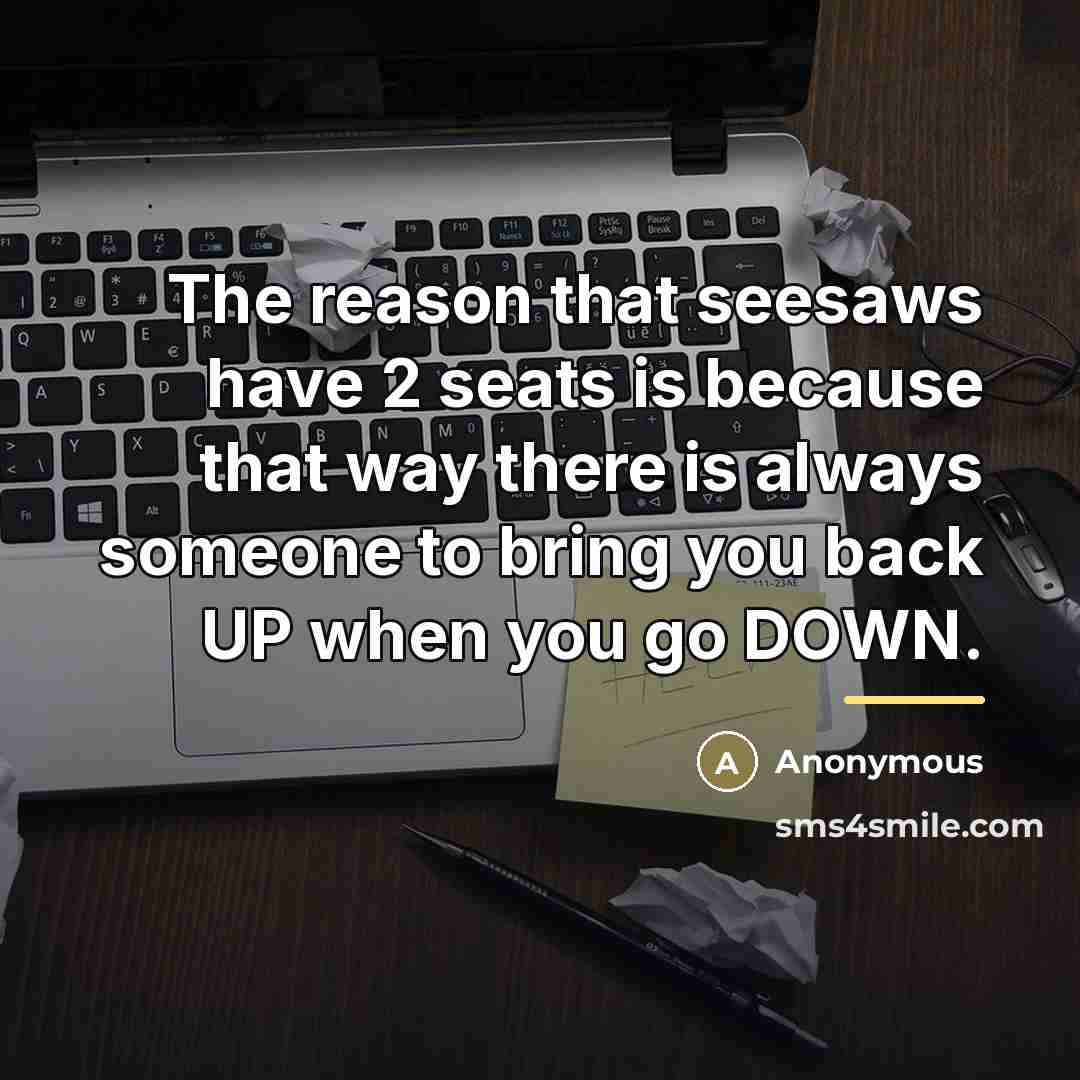 “The reason that seesaws have 2 seats is because that…” quote by Anonymous