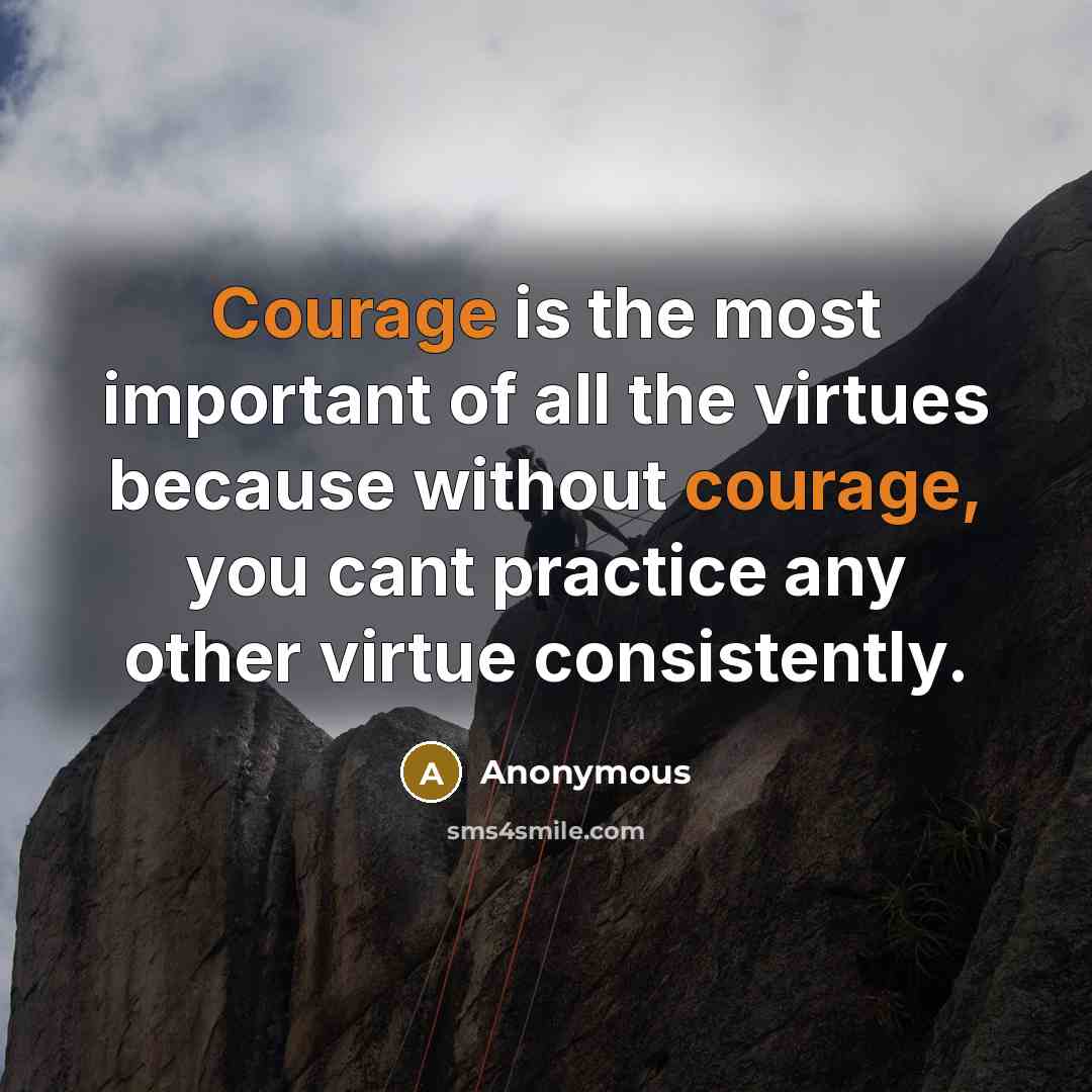 “Courage is the most important of all the virtues because…” quote by Anonymous