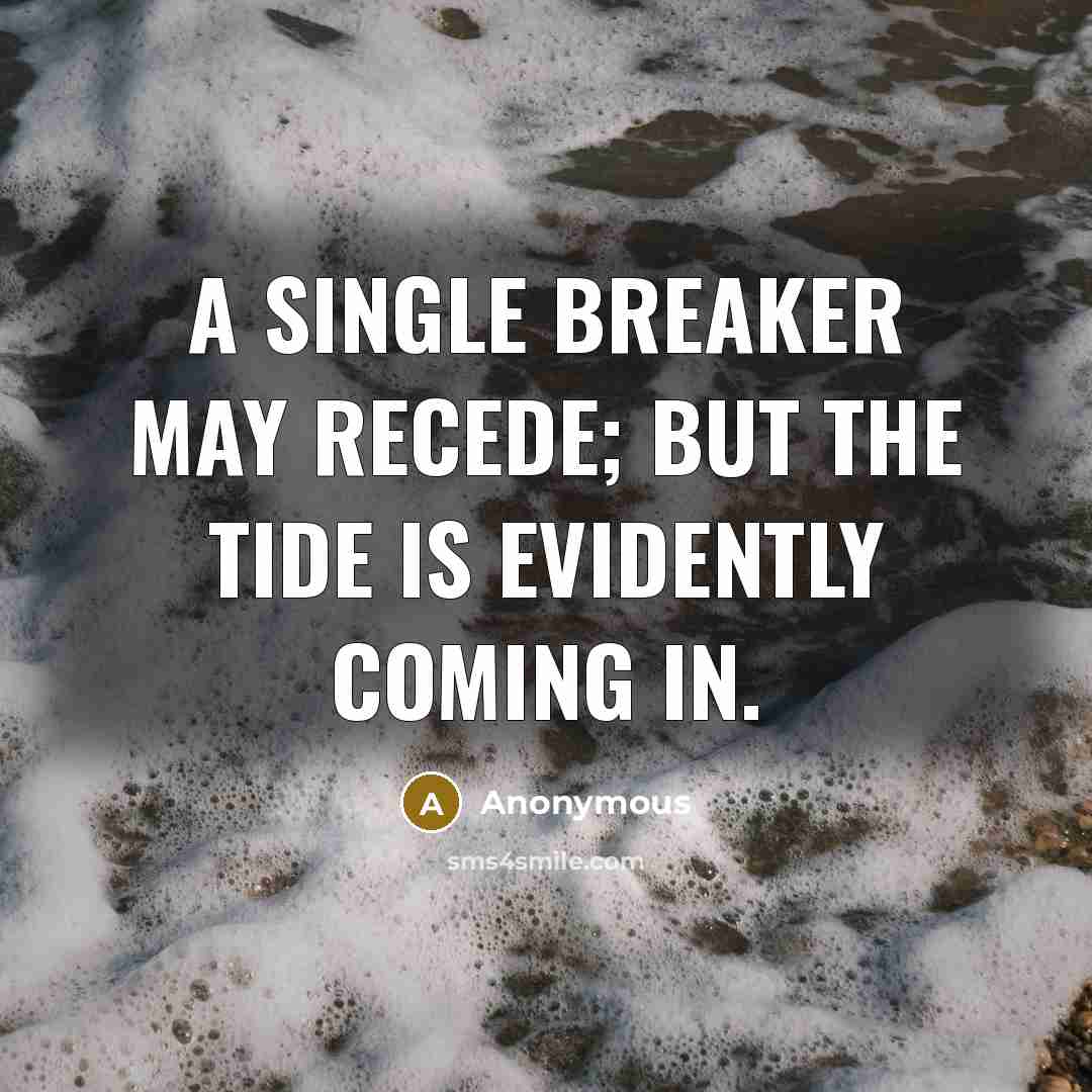 “A single breaker may recede; but the tide is evidently coming in.” quote by Anonymous
