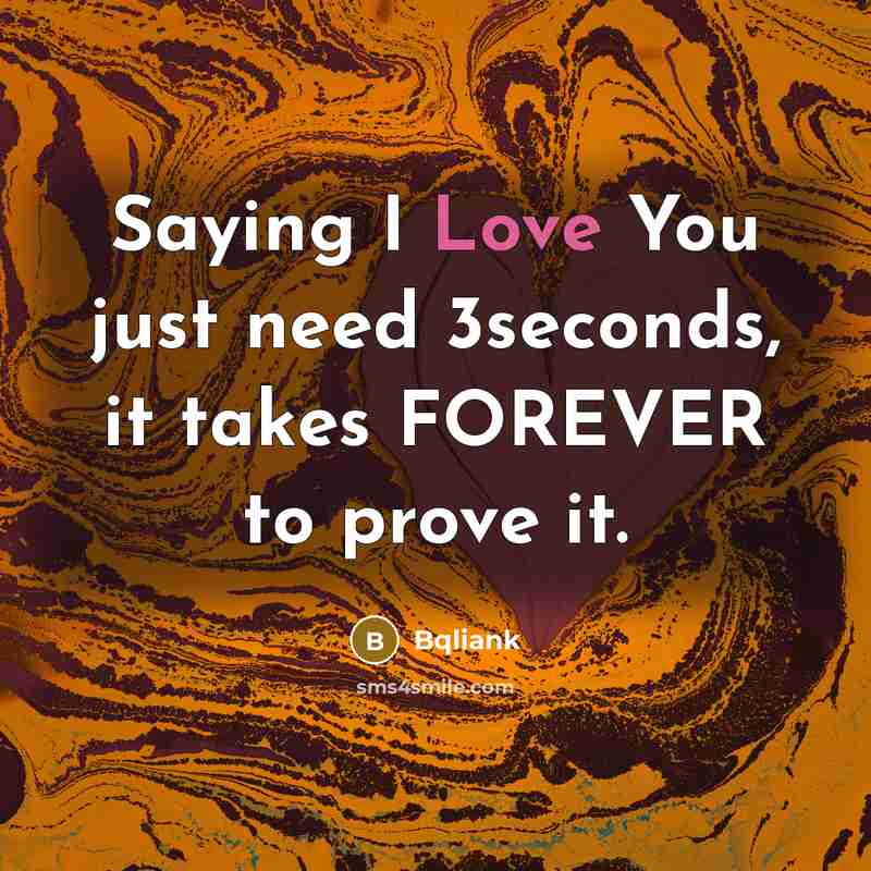 “Saying I Love You just need 3seconds, it takes FOREVER to prove it.” quote by Bqliank
