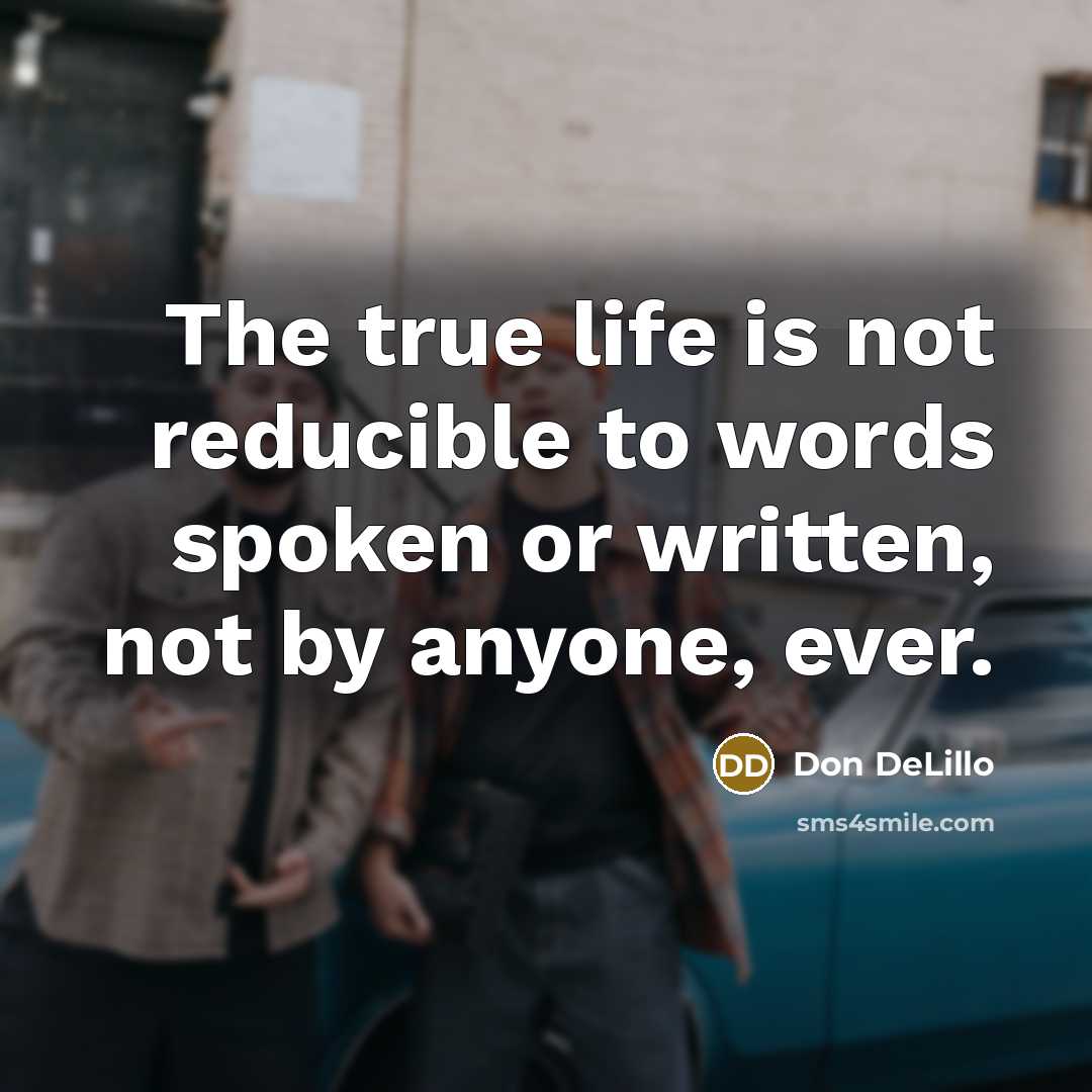“The true life is not reducible to words spoken or…” quote by Don DeLillo